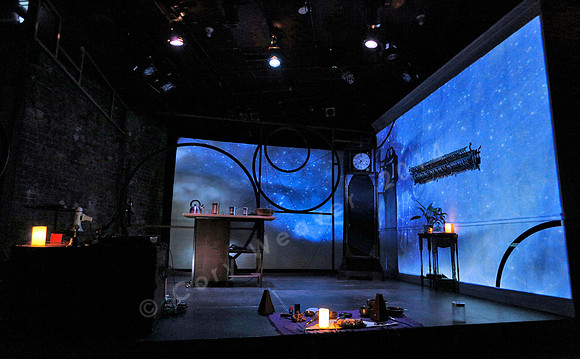 Prototype Festival Sunken Cathedral by Bora Yoon. Featuring Korean traditional dance and drumming artist Vong Pak, projections by Adam Larsen, set by Tom Lee, interaction design by R. Luke DuBois, and