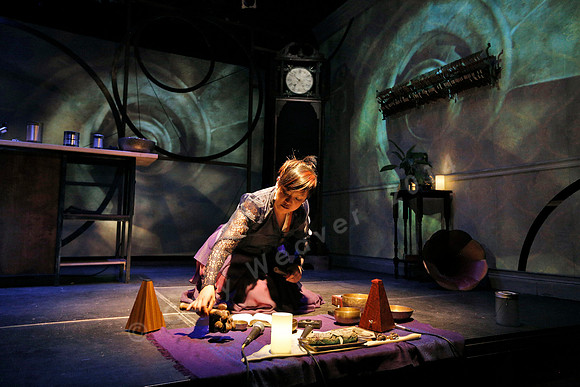 Prototype Festival Sunken Cathedral by Bora Yoon. Featuring Korean traditional dance and drumming artist Vong Pak, projections by Adam Larsen, set by Tom Lee, interaction design by R. Luke DuBois, and