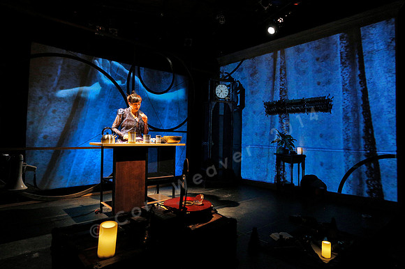 Prototype Festival Sunken Cathedral by Bora Yoon. Featuring Korean traditional dance and drumming artist Vong Pak, projections by Adam Larsen, set by Tom Lee, interaction design by R. Luke DuBois, and