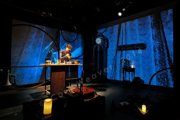 Prototype Festival Sunken Cathedral by Bora Yoon. Featuring Korean traditional dance and drumming artist Vong Pak, projections by Adam Larsen, set by Tom Lee, interaction design by R. Luke DuBois, and