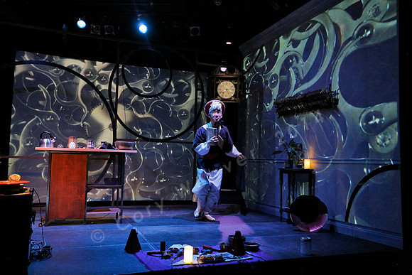Prototype Festival Sunken Cathedral by Bora Yoon. Featuring Korean traditional dance and drumming artist Vong Pak, projections by Adam Larsen, set by Tom Lee, interaction design by R. Luke DuBois, and