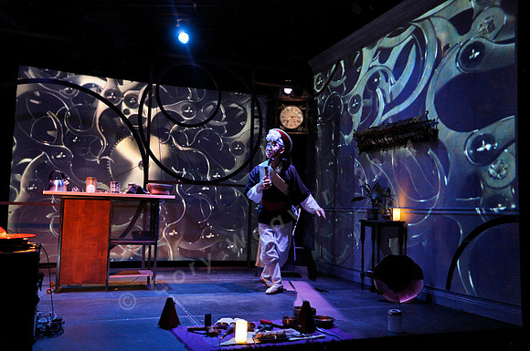 Prototype Festival Sunken Cathedral by Bora Yoon. Featuring Korean traditional dance and drumming artist Vong Pak, projections by Adam Larsen, set by Tom Lee, interaction design by R. Luke DuBois, and