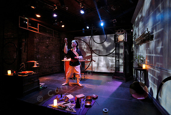 Prototype Festival Sunken Cathedral by Bora Yoon. Featuring Korean traditional dance and drumming artist Vong Pak, projections by Adam Larsen, set by Tom Lee, interaction design by R. Luke DuBois, and
