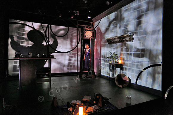 Prototype Festival Sunken Cathedral by Bora Yoon. Featuring Korean traditional dance and drumming artist Vong Pak, projections by Adam Larsen, set by Tom Lee, interaction design by R. Luke DuBois, and