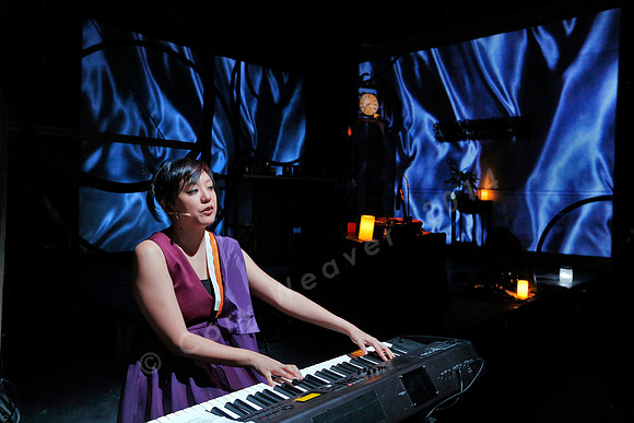 Prototype Festival Sunken Cathedral by Bora Yoon. Featuring Korean traditional dance and drumming artist Vong Pak, projections by Adam Larsen, set by Tom Lee, interaction design by R. Luke DuBois, and