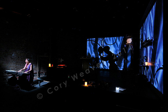 Prototype Festival Sunken Cathedral by Bora Yoon. Featuring Korean traditional dance and drumming artist Vong Pak, projections by Adam Larsen, set by Tom Lee, interaction design by R. Luke DuBois, and