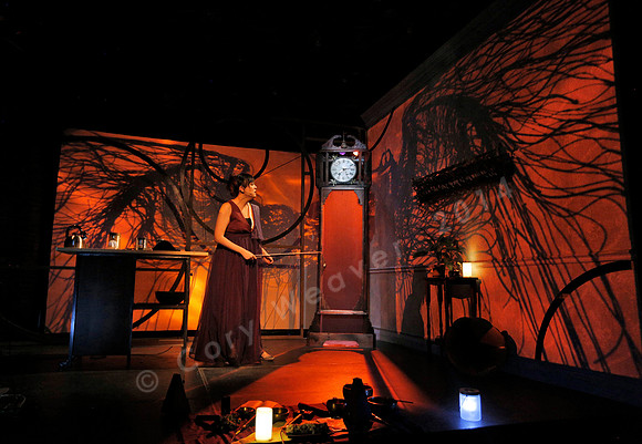 Prototype Festival Sunken Cathedral by Bora Yoon. Featuring Korean traditional dance and drumming artist Vong Pak, projections by Adam Larsen, set by Tom Lee, interaction design by R. Luke DuBois, and
