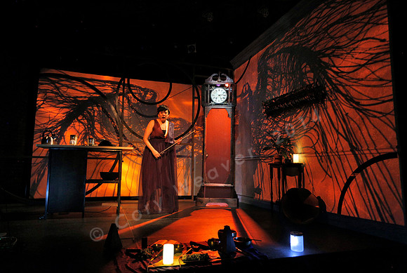 Prototype Festival Sunken Cathedral by Bora Yoon. Featuring Korean traditional dance and drumming artist Vong Pak, projections by Adam Larsen, set by Tom Lee, interaction design by R. Luke DuBois, and