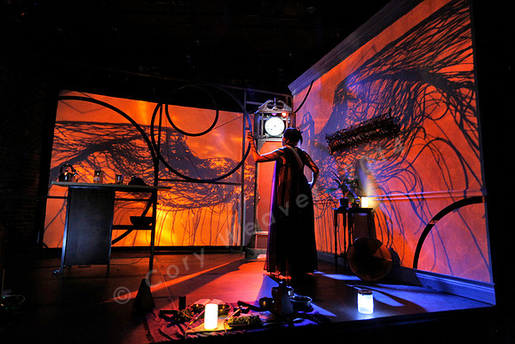 Prototype Festival Sunken Cathedral by Bora Yoon. Featuring Korean traditional dance and drumming artist Vong Pak, projections by Adam Larsen, set by Tom Lee, interaction design by R. Luke DuBois, and