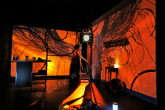 Prototype Festival Sunken Cathedral by Bora Yoon. Featuring Korean traditional dance and drumming artist Vong Pak, projections by Adam Larsen, set by Tom Lee, interaction design by R. Luke DuBois, and
