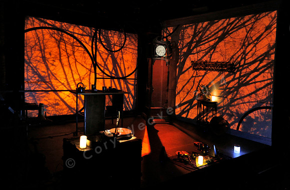 Prototype Festival Sunken Cathedral by Bora Yoon. Featuring Korean traditional dance and drumming artist Vong Pak, projections by Adam Larsen, set by Tom Lee, interaction design by R. Luke DuBois, and