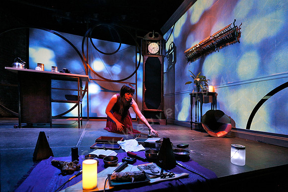 Prototype Festival Sunken Cathedral by Bora Yoon. Featuring Korean traditional dance and drumming artist Vong Pak, projections by Adam Larsen, set by Tom Lee, interaction design by R. Luke DuBois, and
