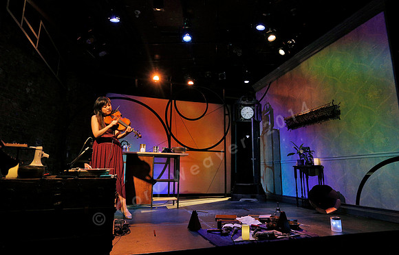 Prototype Festival Sunken Cathedral by Bora Yoon. Featuring Korean traditional dance and drumming artist Vong Pak, projections by Adam Larsen, set by Tom Lee, interaction design by R. Luke DuBois, and