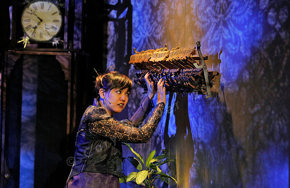 Prototype Festival Sunken Cathedral by Bora Yoon. Featuring Korean traditional dance and drumming artist Vong Pak, projections by Adam Larsen, set by Tom Lee, interaction design by R. Luke DuBois, and