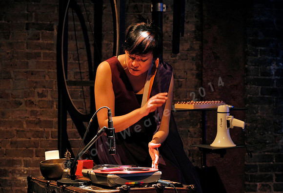 Prototype Festival Sunken Cathedral by Bora Yoon. Featuring Korean traditional dance and drumming artist Vong Pak, projections by Adam Larsen, set by Tom Lee, interaction design by R. Luke DuBois, and